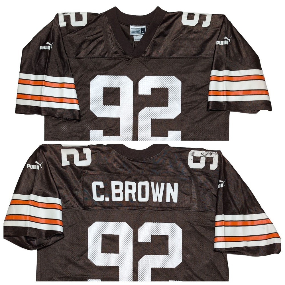 Vintage PUMA Cleveland Browns Courtney Brown NFL Football Jersey 92 ~ XL